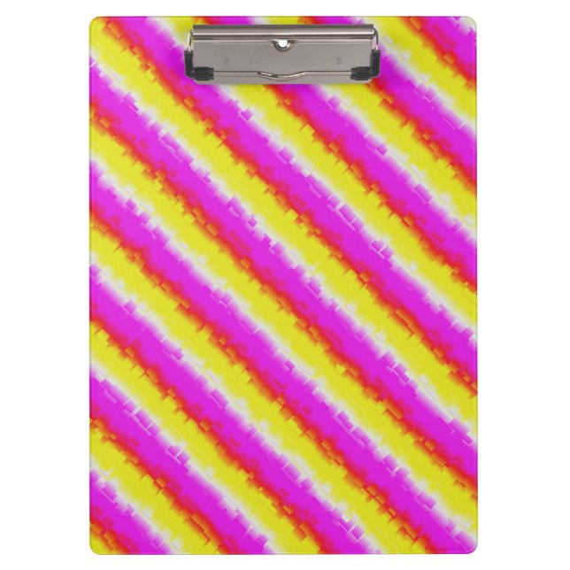 Yellow Pink Artdeco Rainbow Stripes Clipboard (Front)