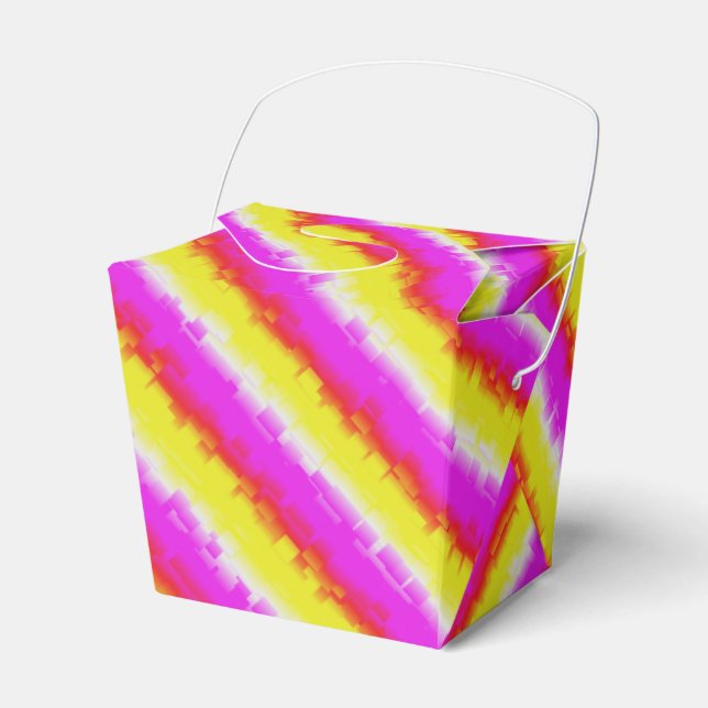 Yellow Pink Artdeco Rainbow Stripes Favor Box (Front Side)