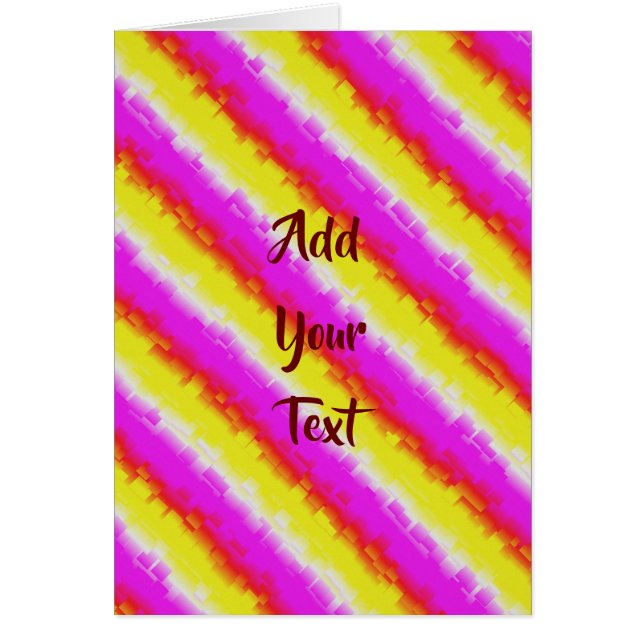 Yellow Pink Artdeco Rainbow Stripes Greeting Cards (Front)