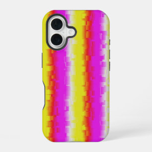 Yellow Pink Artdeco Rainbow Stripes iPhone 16 Case