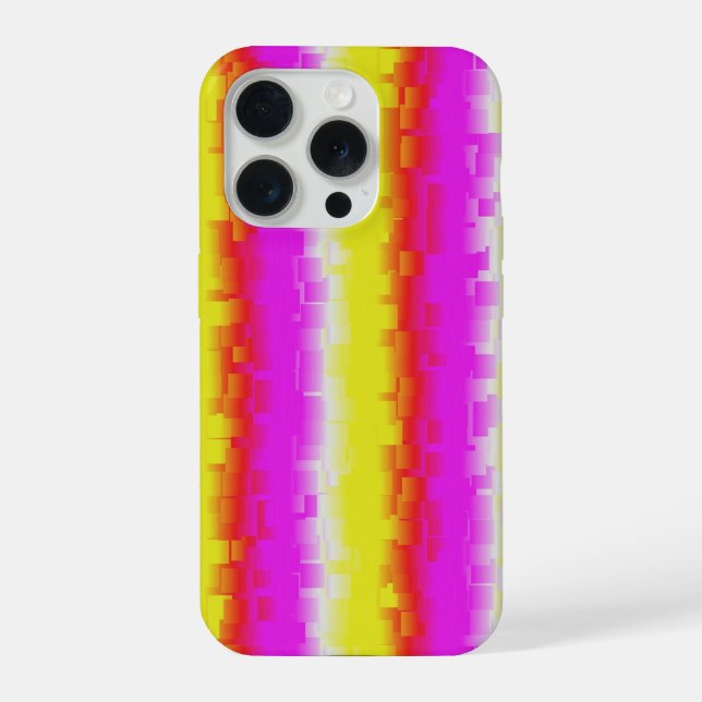 Yellow Pink Artdeco Rainbow Stripes iPhone Case (Back)