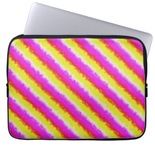Yellow Pink Artdeco Rainbow Stripes Laptop Sleeve