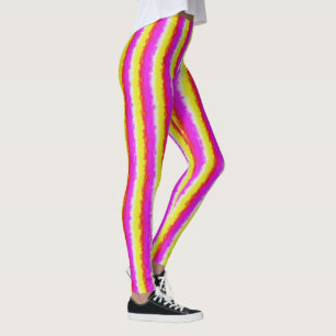 Yellow Pink Artdeco Rainbow Stripes Leggings