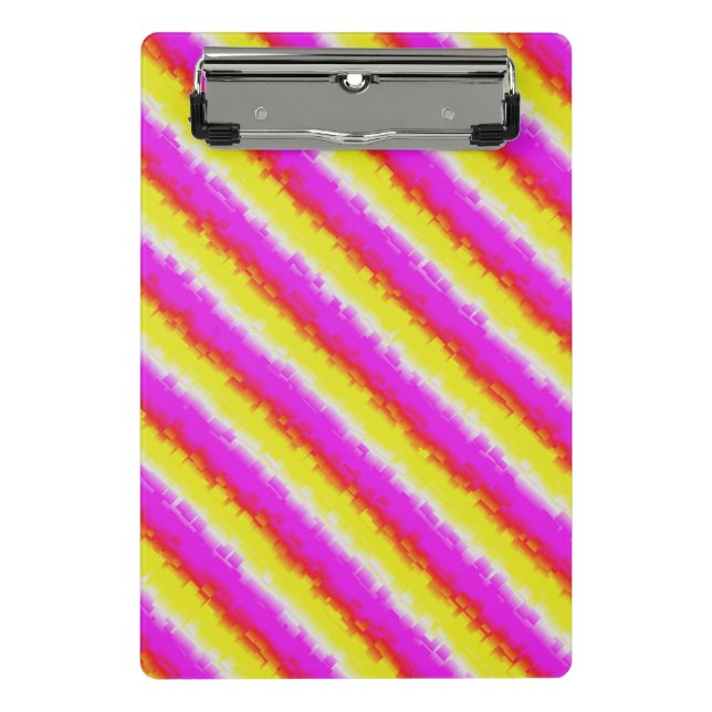 Yellow Pink Artdeco Rainbow Stripes Mini Clipboard (Front)