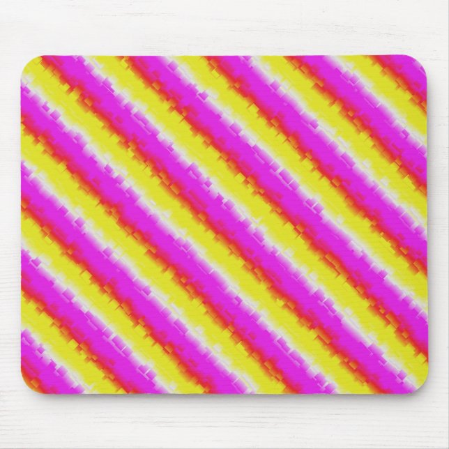 Yellow Pink Artdeco Rainbow Stripes Mouse Pad (Front)