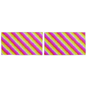 Yellow Pink Artdeco Rainbow Stripes Pillowcase