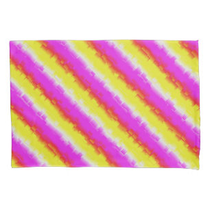 Yellow Pink Artdeco Rainbow Stripes Pillowcase