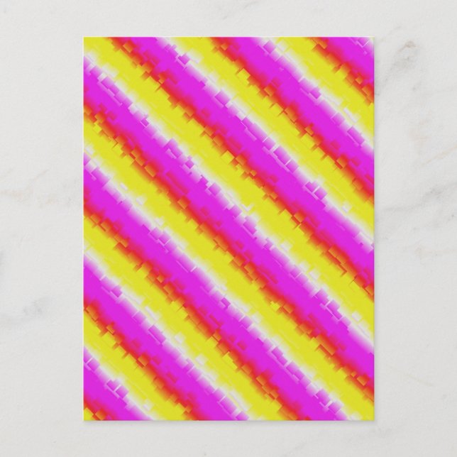Yellow Pink Artdeco Rainbow Stripes Postcard (Front)