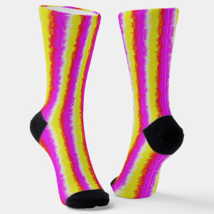 Yellow Pink Artdeco Rainbow Stripes Socks