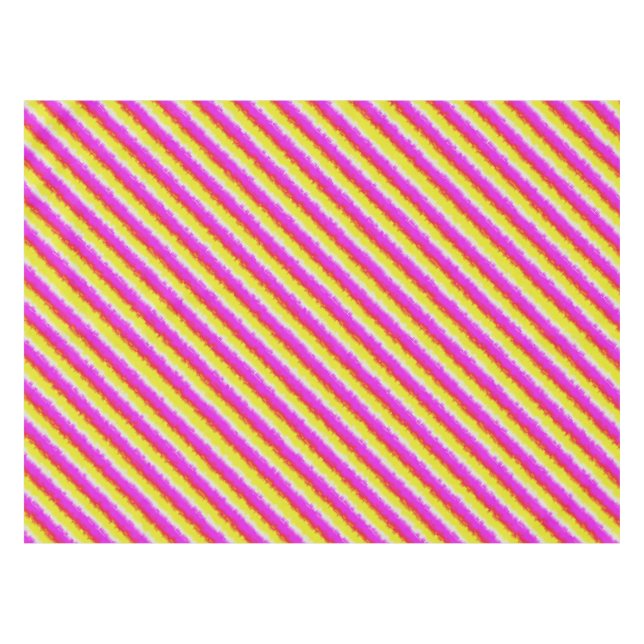 Yellow Pink Artdeco Rainbow Stripes Tablecloth (Front (Horizontal))