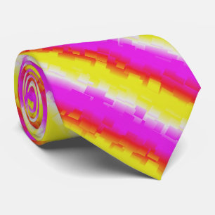 Yellow Pink Artdeco Rainbow Stripes Tie