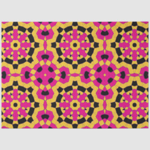 Yellow Pink & Black Geometric Mosaic Pattern Tissue Paper