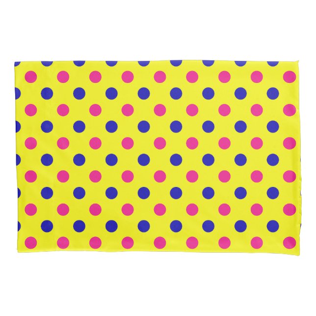 Yellow Pink Blue Polka Dot Pattern Pillowcase (Front)