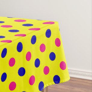 Yellow Pink Blue Polka Dot Pattern Tablecloth