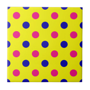 Yellow Pink Blue Polka Dot Pattern Tile