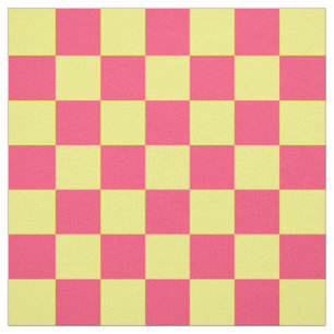 Yellow Pink Check Chequer Pattern Textile Fabric