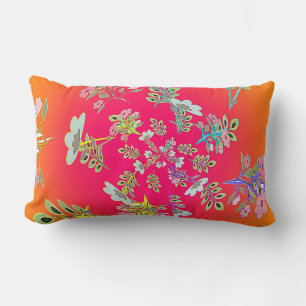 Yellow Pink Circle Of Floral Bouquets Lumbar Pillow