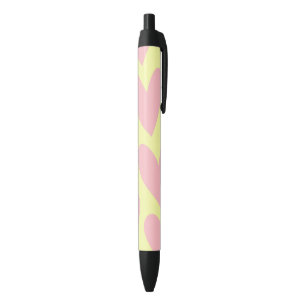 Yellow Pink Cute Simple Heart Y2K Pattern  Black Ink Pen