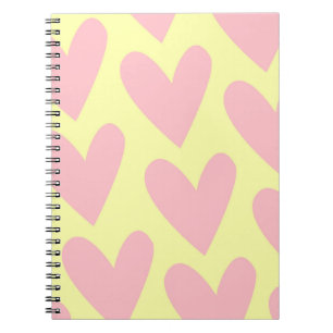 Yellow Pink Cute Simple Heart Y2K Pattern Notebook