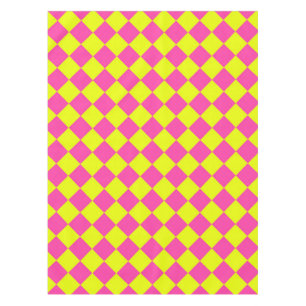 Yellow Pink Diamond Chequered Pattern Tablecloth