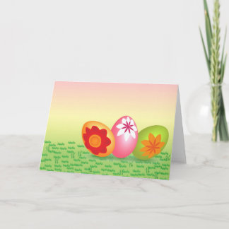 Yellow Pink Easter Eggs Holiday Card