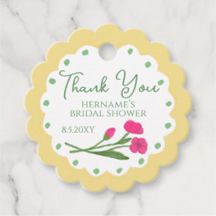 Yellow Pink Floral Garden Whimsical Hand Painted Favour Tags
