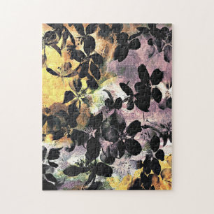 Yellow pink flower pattern floral digital art jigsaw puzzle