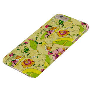 Yellow Pink & Green Art-Deco Floral Design Barely There iPhone 6 Plus Case