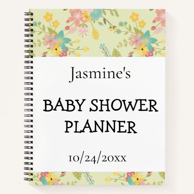Yellow Pink Green Florals Shower Planner Notebook (Front)