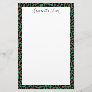 Yellow Pink Leopard print   Personalized Stationery