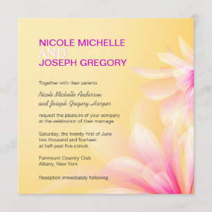 Yellow Pink Modern Floral Wedding Invitations