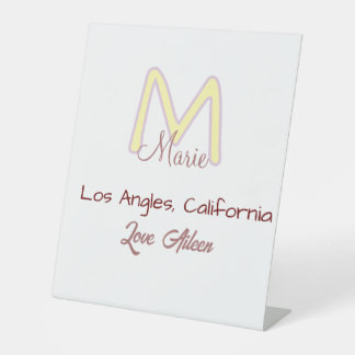 yellow pink monogram name love city marron trendy  pedestal sign