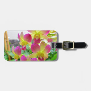 Yellow Pink Orchids Luggage Tag