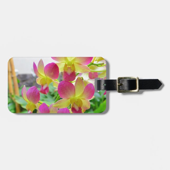 Yellow Pink Orchids Luggage Tag (Front Horizontal)