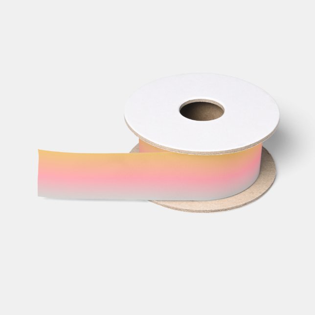 yellow pink pastel sunset gradient colours satin ribbon (Spool)