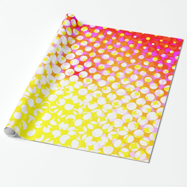 Yellow Pink Pattern Design Wrapping Paper (Unrolled)
