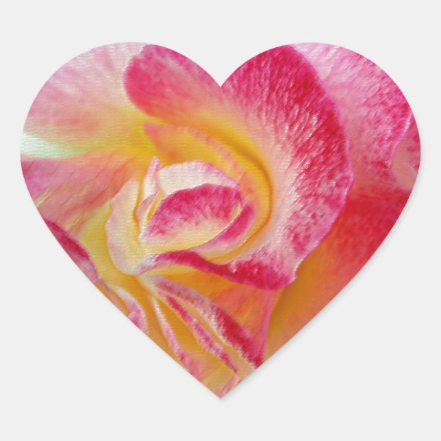 yellow pink petals heart sticker (Front)