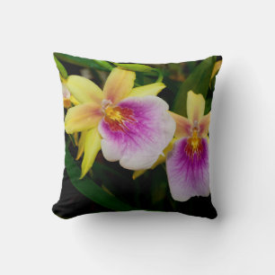 Yellow Pink Purple Miltonia Sunset Orchids Throw Pillow