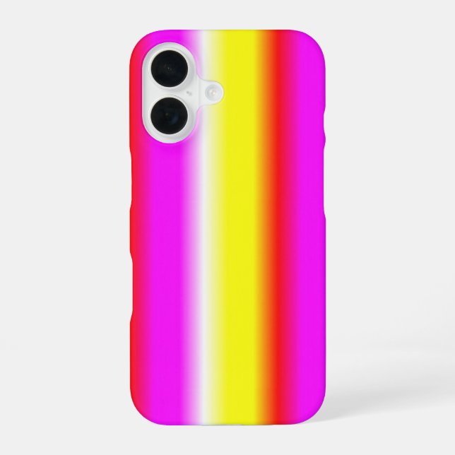 Yellow Pink Rainbow Stripes iPhone 16 Case (Back)