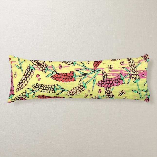 yellow, pink & red pattern body pillow (Front)