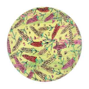 yellow, pink & red pattern cutting board