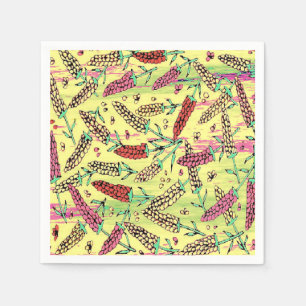 yellow, pink & red pattern napkin