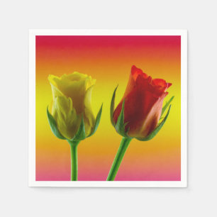 Yellow Pink Rose Paper Napkin