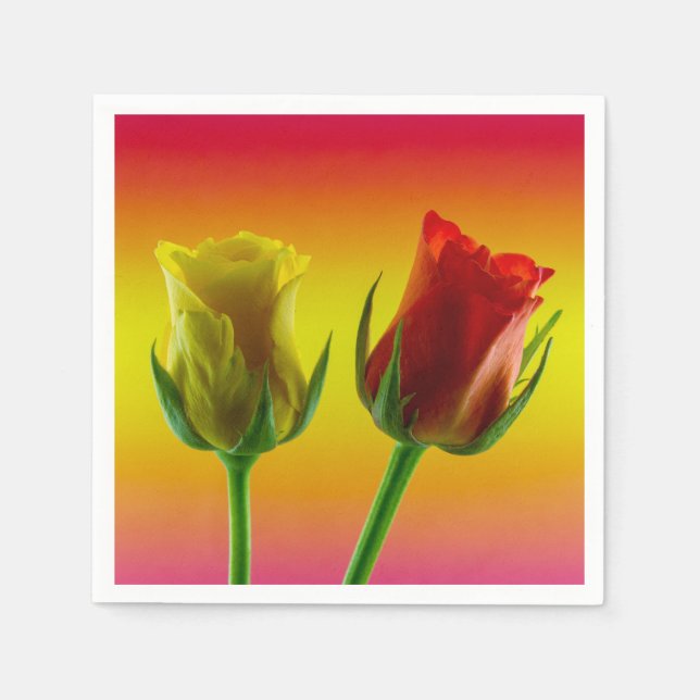 Yellow  Pink Rose Paper Napkin (Front)