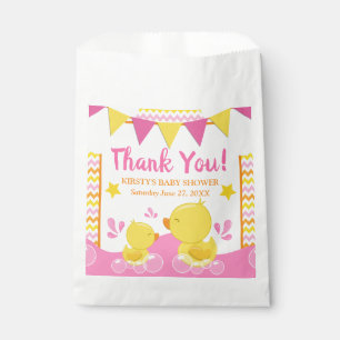 Yellow & Pink Rubber Ducky Polka Dot Baby Shower Favour Bag