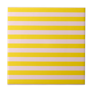 Yellow Pink Stripe Modern Minimalist Home Accent Tile