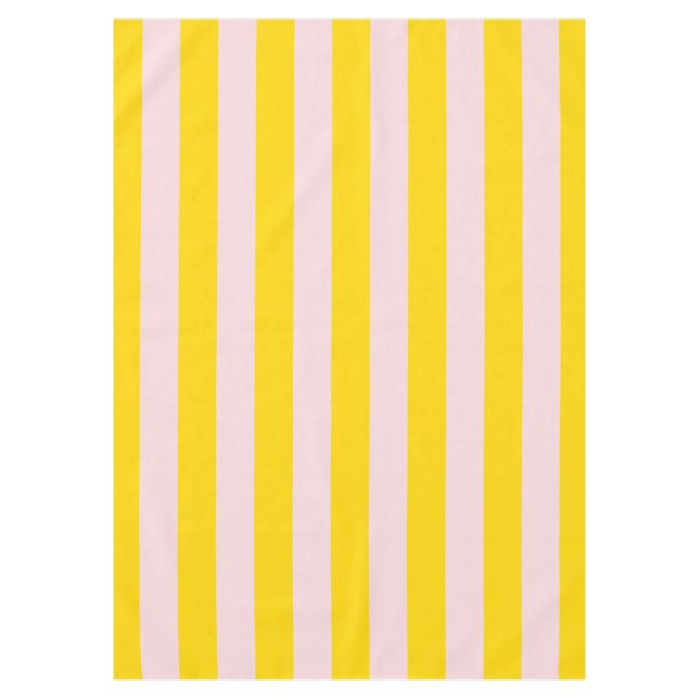 Yellow Pink Stripe Modern Minimalist Table Decor Tablecloth (Front)
