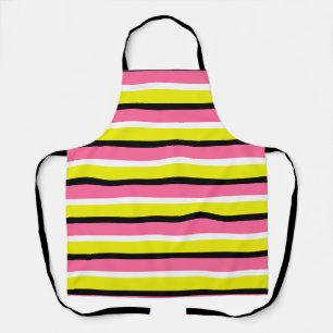 Yellow Pink Stripes Pattern Apron