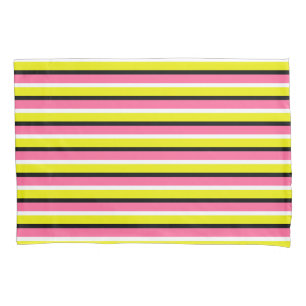 Yellow Pink Stripes Pattern Pillowcase