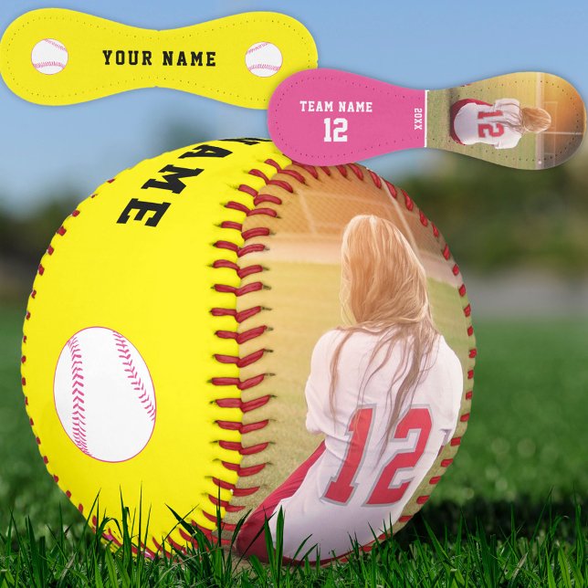 Yellow Pink Team Name Player Number Photo Softball (Creator Uploaded)
